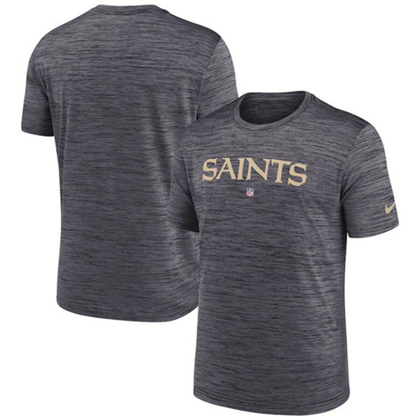 Men's New Orleans Saints White New Orleans Saints Black Sideline Velocity Stack Performance T-Shirt